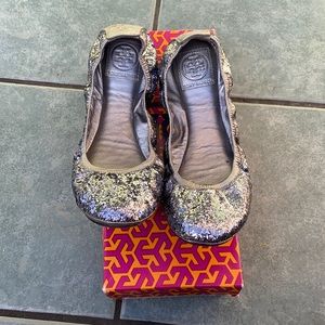 Tory Burch Edie Glitter flats worn once